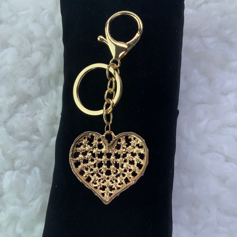 Purse charm/keychain W/purple Crystal Accent gold ( NEW) - Picture 2 of 2